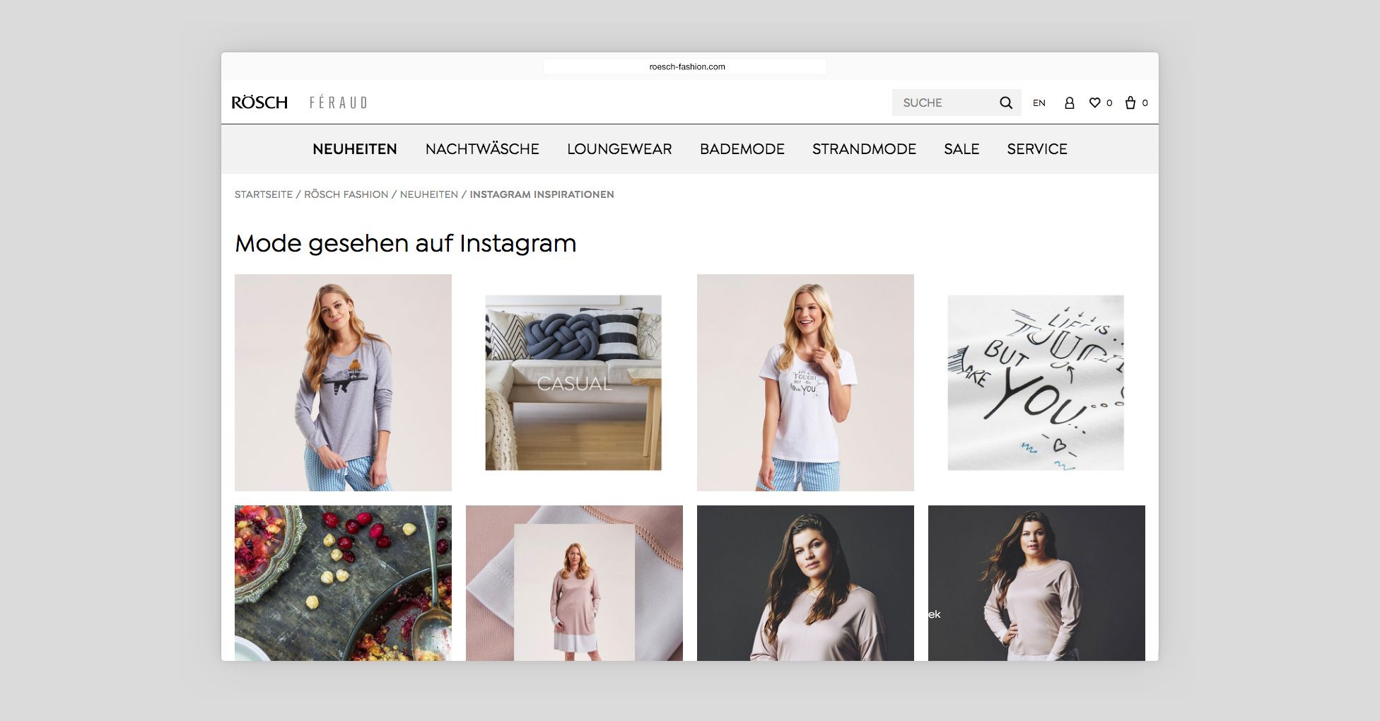 Screenshot Webshop Rösch Féraud Instagram