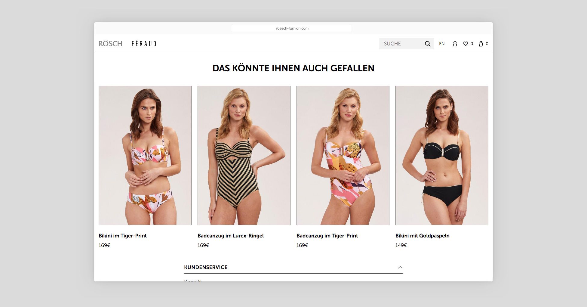 Screenshot Webshop Rösch Féraud Empfehlungen