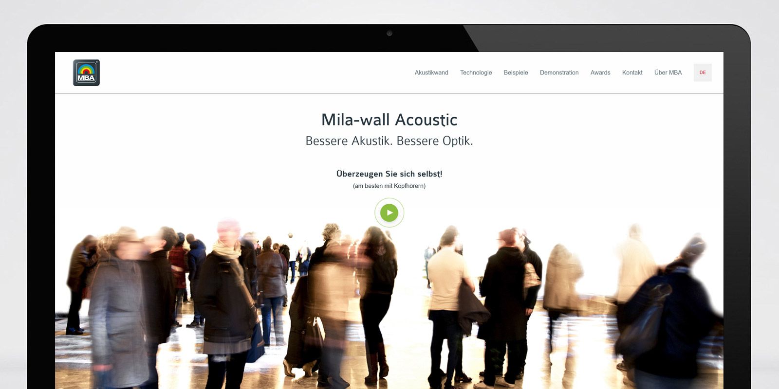 Screenshot der Webseite von Mila wall Acoustic